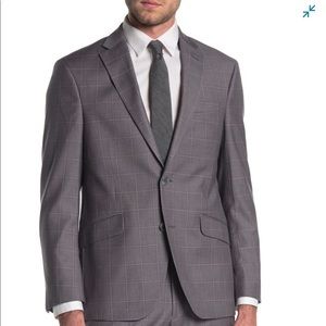 Kenneth Cole –Windowpane Grey Two Button Suit 42 R